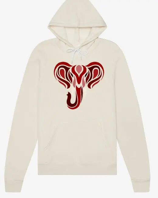 Creme Crimson Elephant Hoodie
