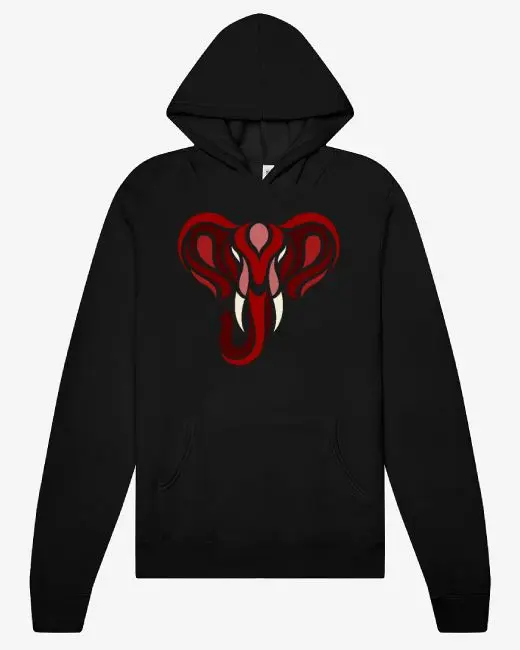 Crimson Elephant Black Hoodie