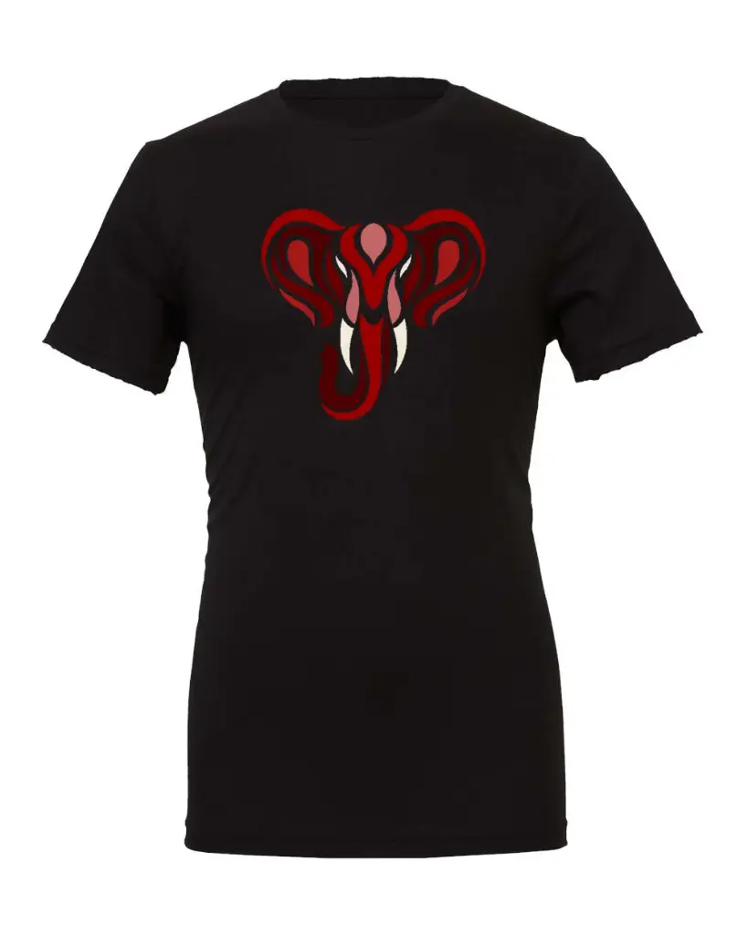 Crimson Elephant Black Tee
