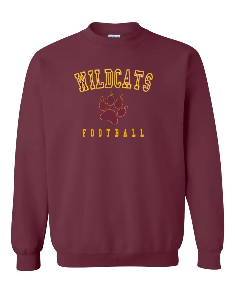 Maroon Wildcats Football Crewneck Sweatshirt