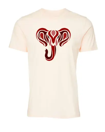 Crimson Elephant White Tee