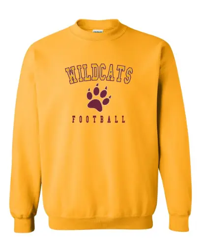 Gold Wildcats Football Crewneck Sweatshirt