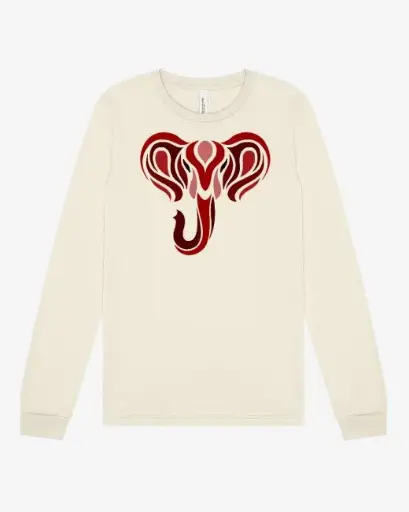 Crimson and Creme Elephant Long Sleeve