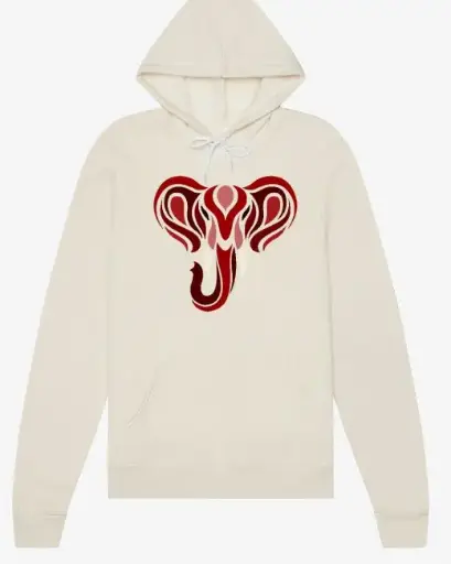 Creme Crimson Elephant Hoodie